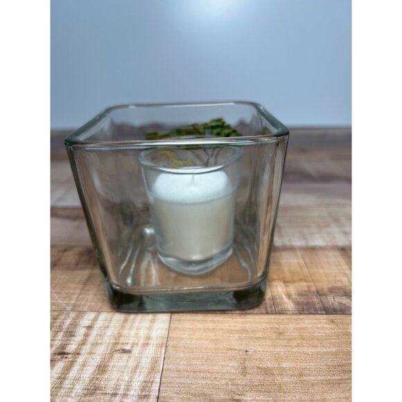 Hand-Painted Glass Candle Holder With Giraffe & Tree Design - Picture 2 of 3